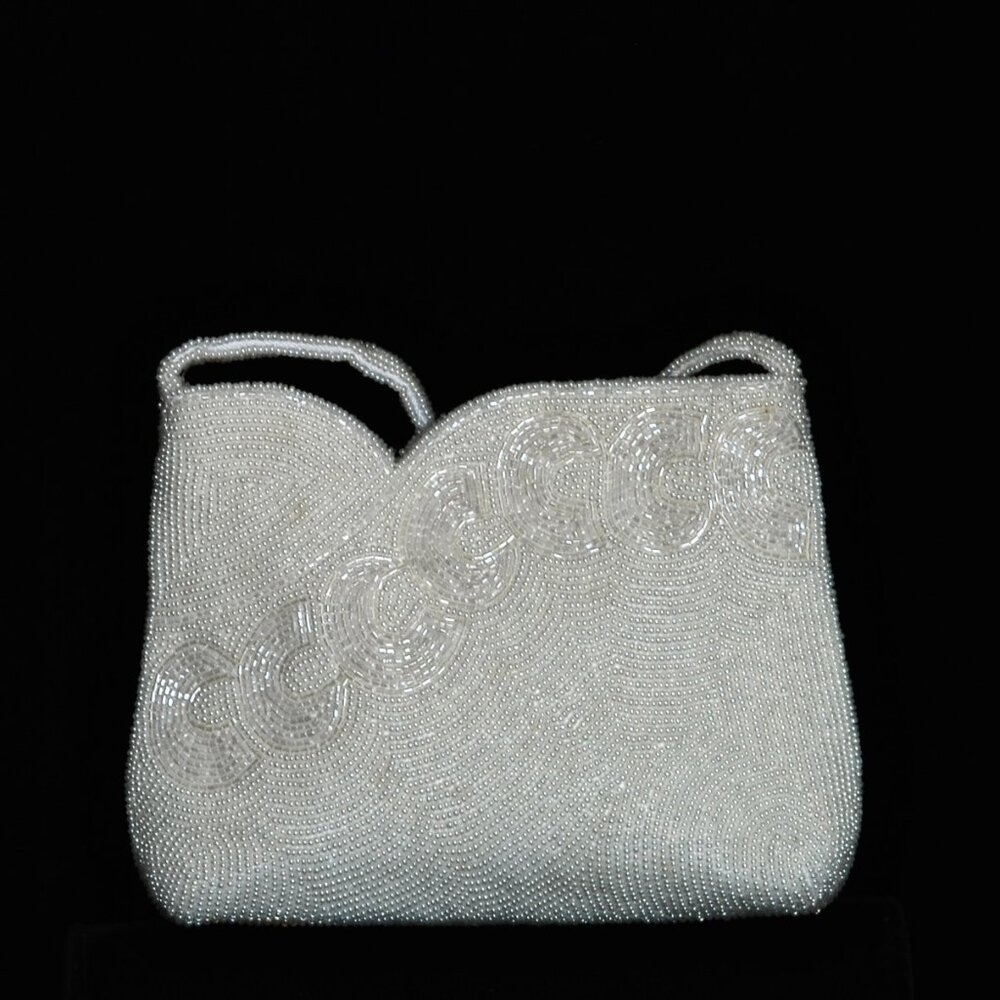 Walborg 1950's Hand Beaded White Evening Bag - Japan